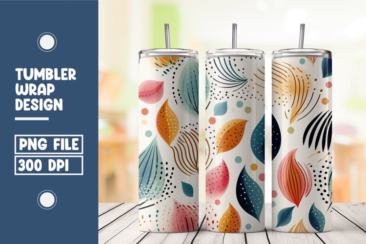 Abstract Shapes And Leaves Tumbler Wrap Sublimation