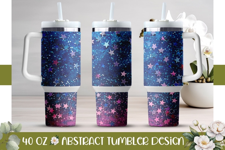 Pink Stars Tumbler Design, Glitter 40 Oz Tumbler Template