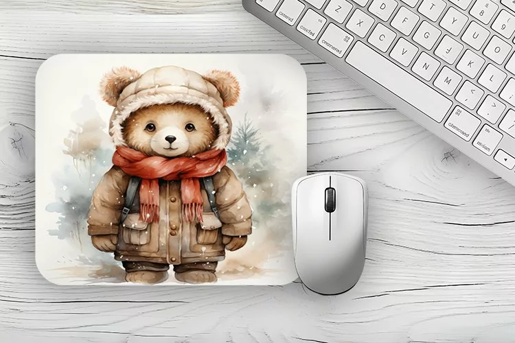 christmas bear Mousepad PNG, Animal Mousepad Sublimation Des