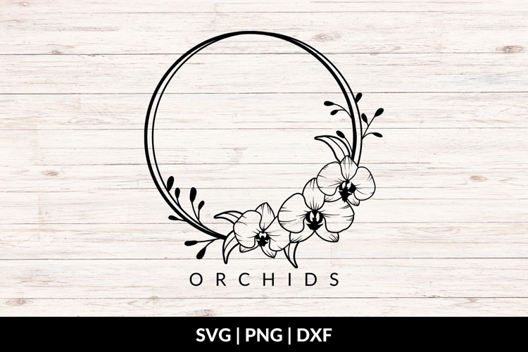 Orchid Round Frame SVG