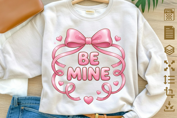 oquette Valentine Sublimation PNG - Be Mine Puffy 3D Text