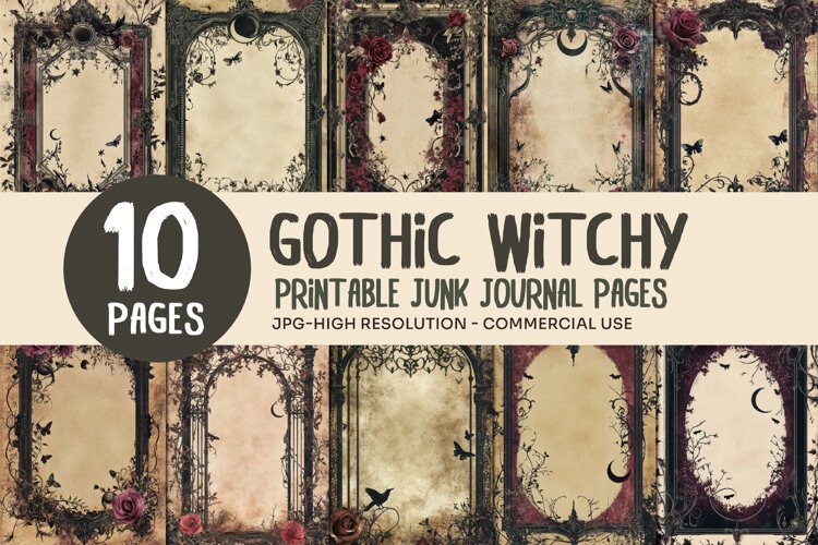 Gothic Floral Junk Journal Pages example image 1