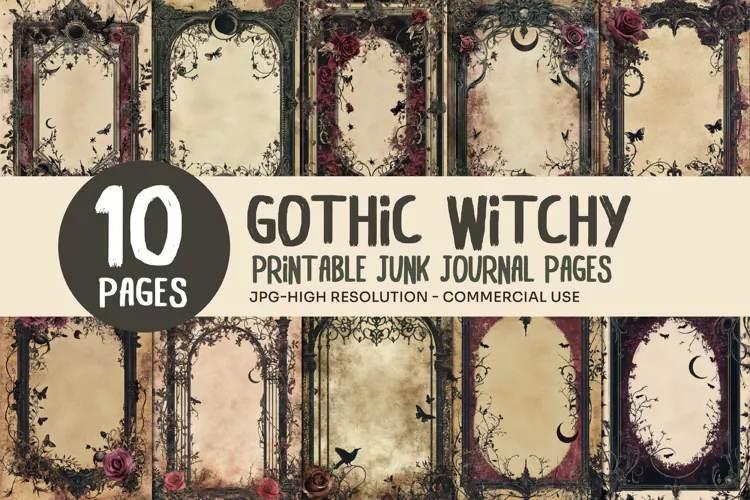 Gothic Floral Junk Journal Pages