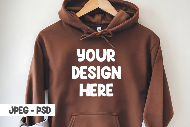 Hanging brown hoodie mockup psd & jpeg