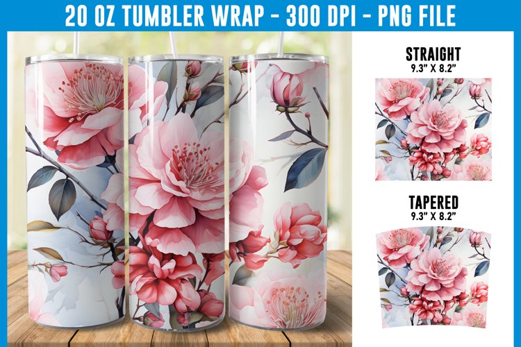 Peony Flowers Tumbler Wrap| Flower Tumbler Sublimation