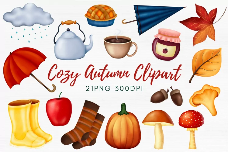 Cozy Autumn PNG Bundle| Fall Clipart