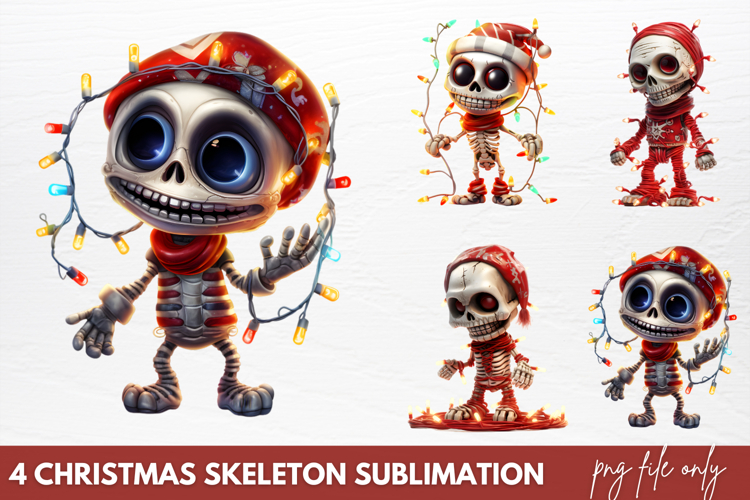 Christmas Skeleton Sublimation PNG
