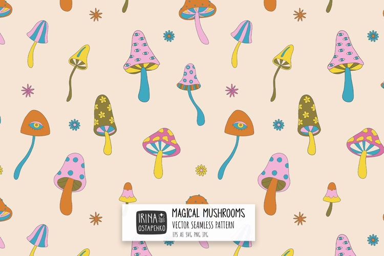 Magical Mushrooms Seamless Pattern