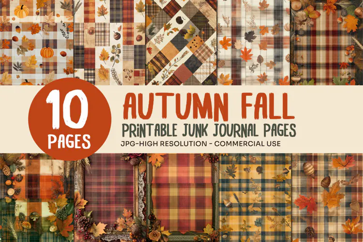 Autumn Plaid Junk Journal Pages