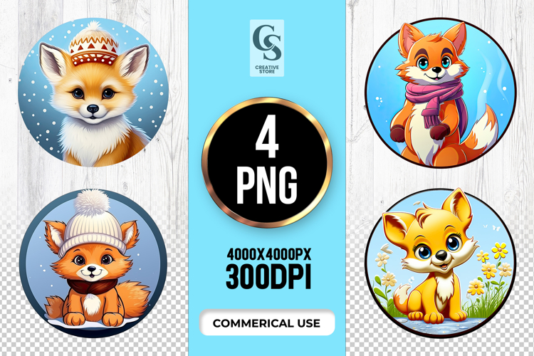 Adorable Baby Fox Winter Clipart Sublimation PNG