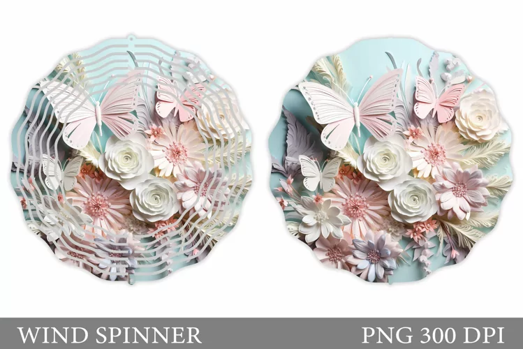 Butterflies Wind Spinner. 3D Flowers Wind Spinner Design