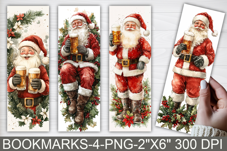 Drinking Santa Printable Bookmarks