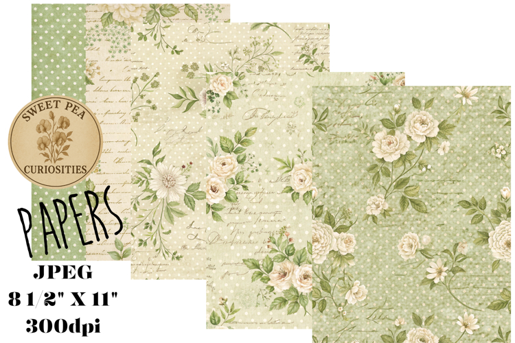 Shabby Chic, Green, Papers, Junk Journal