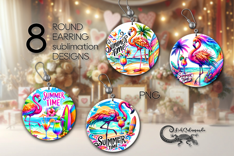 Beach, summer time | Sublimation round earring design