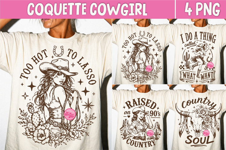 Western Cowgirl PNG, Coquette Country Girl Sublimation