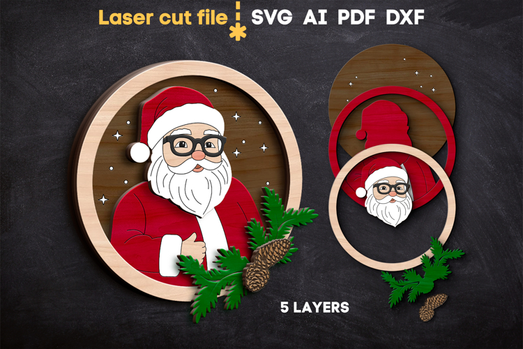 Santa Christmas Sign SVG laser cut file for Glowforge