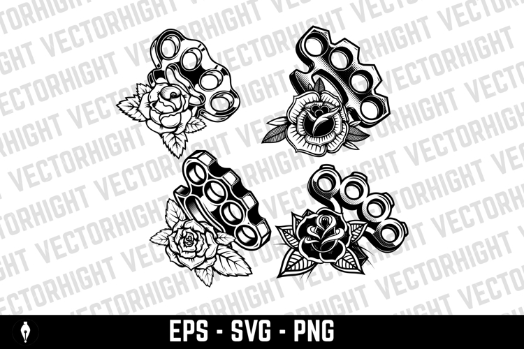 Illustration of brass knuckle with roses. Design element