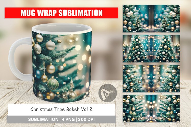Mug Wrap Christmas Tree Bokeh example image 1