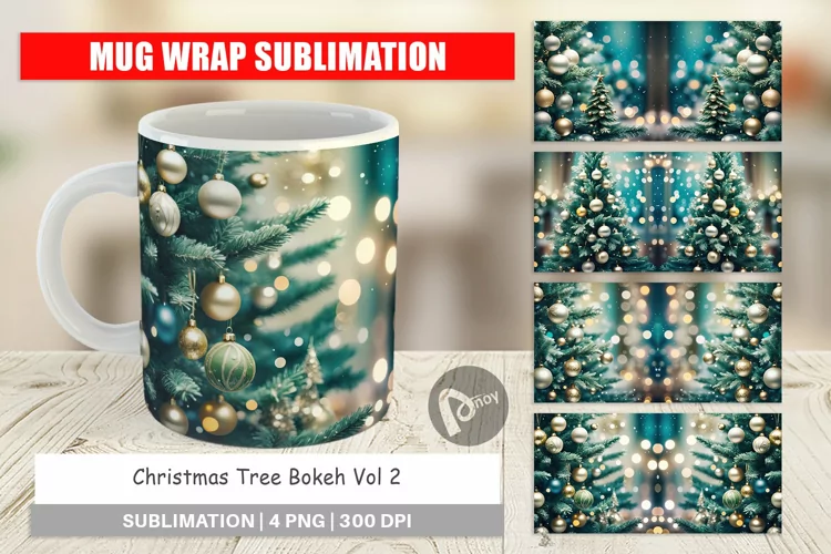 Mug Wrap Christmas Tree Bokeh
