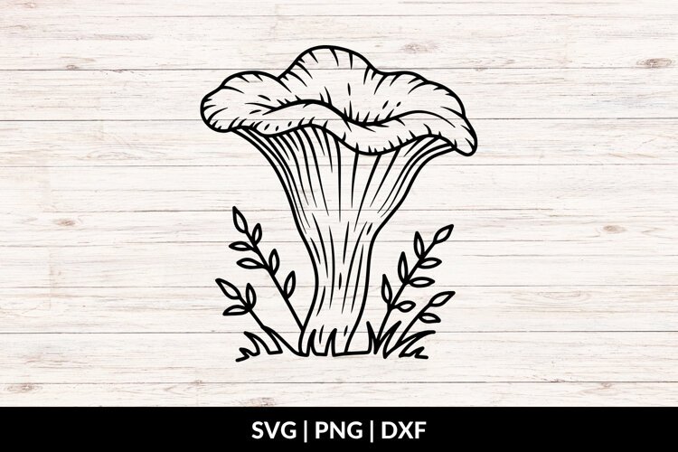 Black Trumpet Mushroom SVG, PNG, DXF example image 1