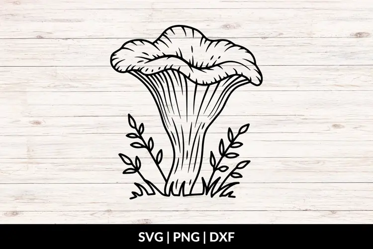 Black Trumpet Mushroom SVG, PNG, DXF