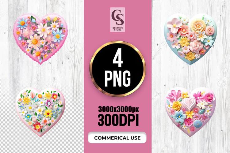 Floral Heart Love Decoration PNG