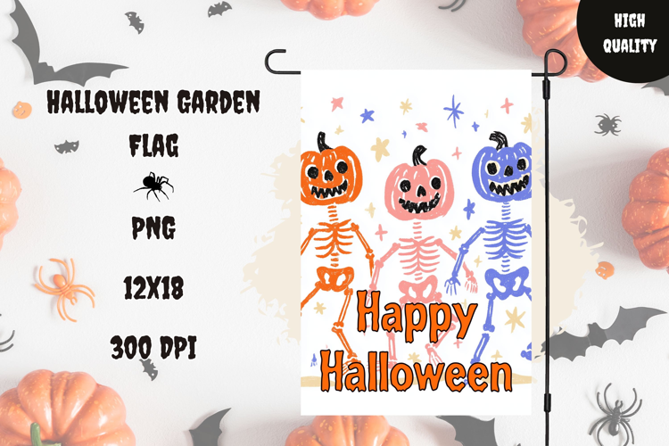 Pumpkin Head Garden Flag, Happy Halloween Garden Flag Design
