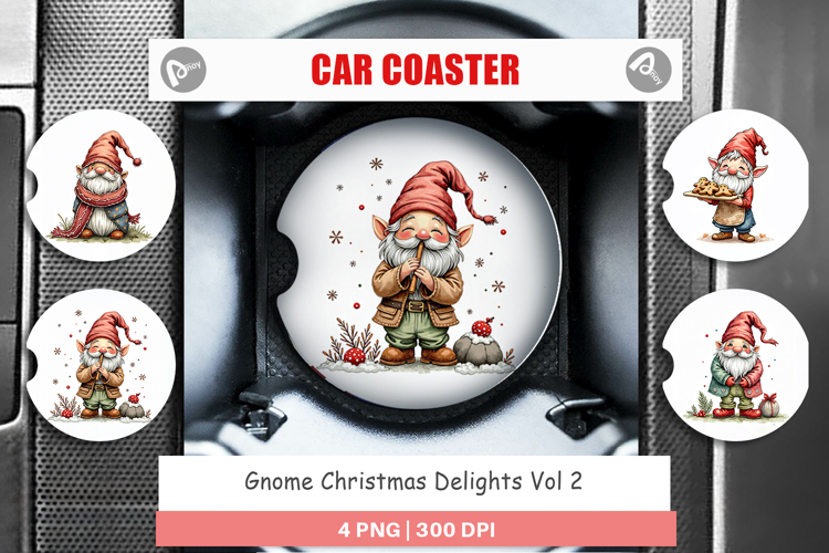 Gnome Christmas Delights Car Coaster