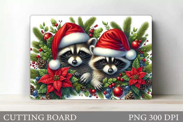 Christmas Raccoon Cutting Board. Christmas Cutting Board
