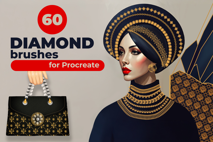 Diamond Procreate patterns, jewelry brushes for iPad