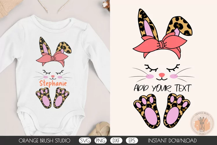Easter Bunny SVG , Easter Split Monogram SVG, Leopard Print