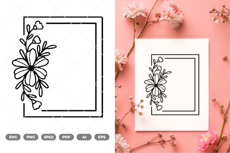 Floral Frame SVG & Clipart example image 1