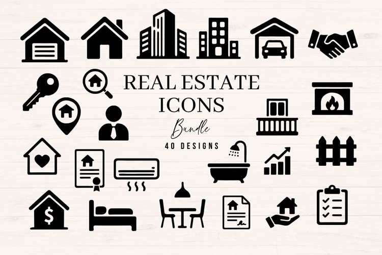 Real Estate Icons SVG Bundle, 40 House & Property Icons