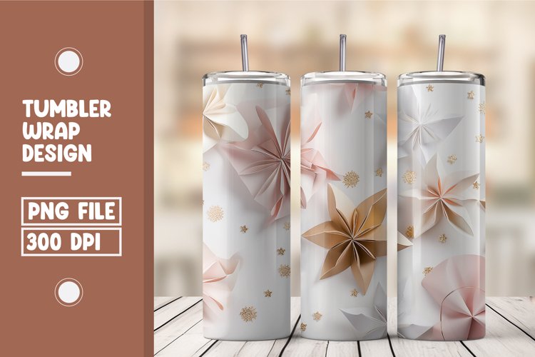 Flower Paper Cut Tumbler Wrap Design example image 1