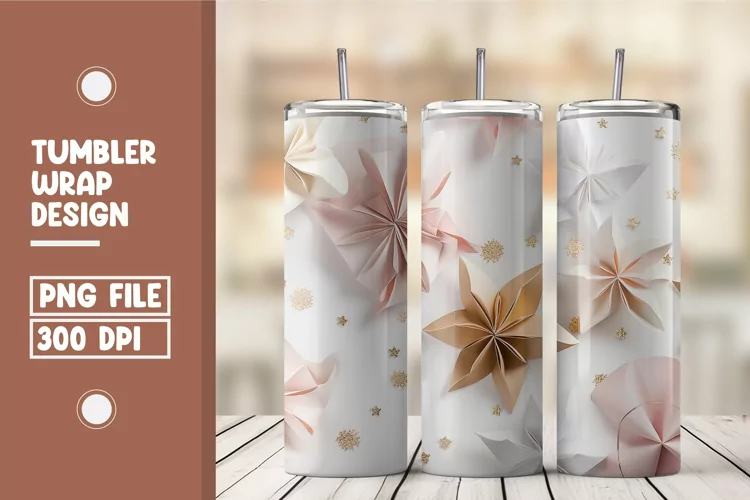 Flower Paper Cut Tumbler Wrap Design