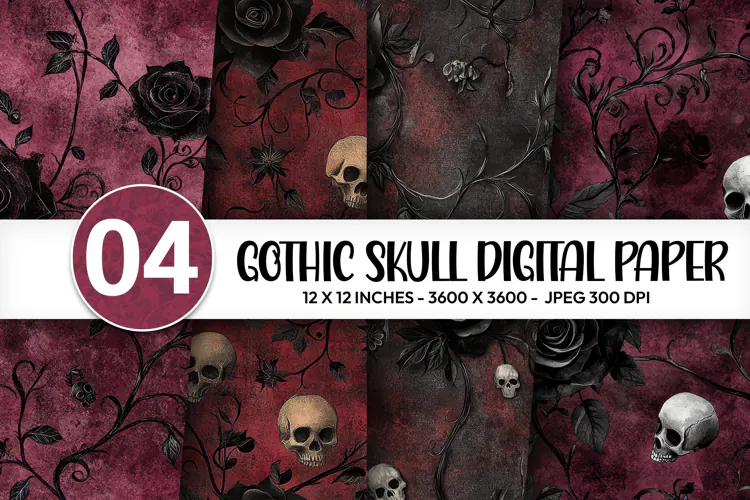 Gothic Skull Digital Paper