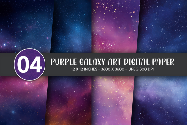 Purple Galaxy Art Digital Paper