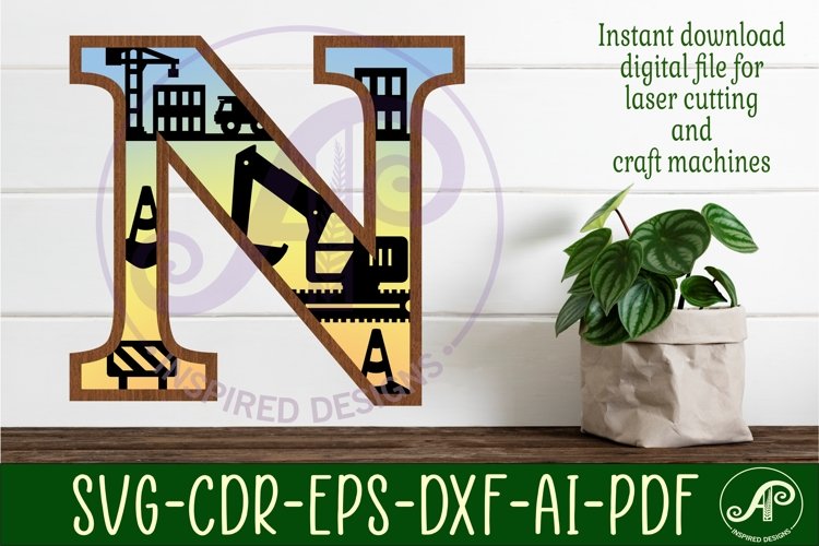 Construction Large N wall Letter 3 layer sign