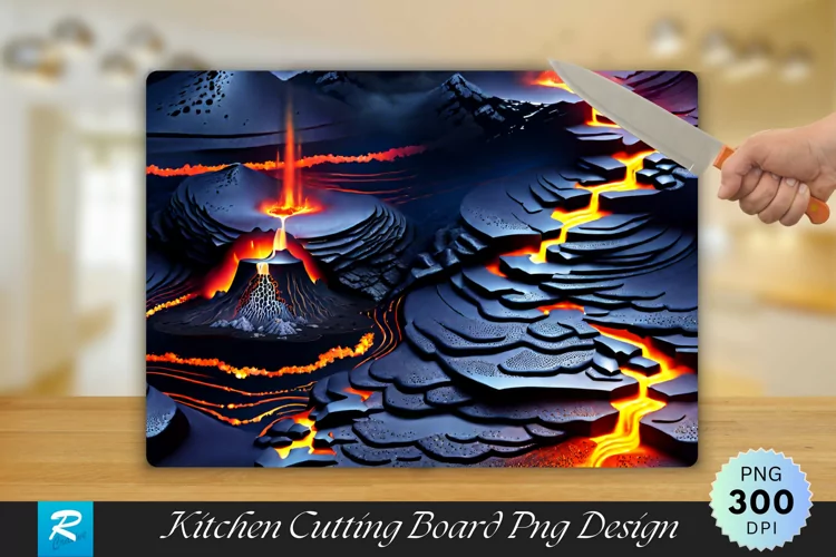Volcanic Eruption Cutting Board Sublimation Design
