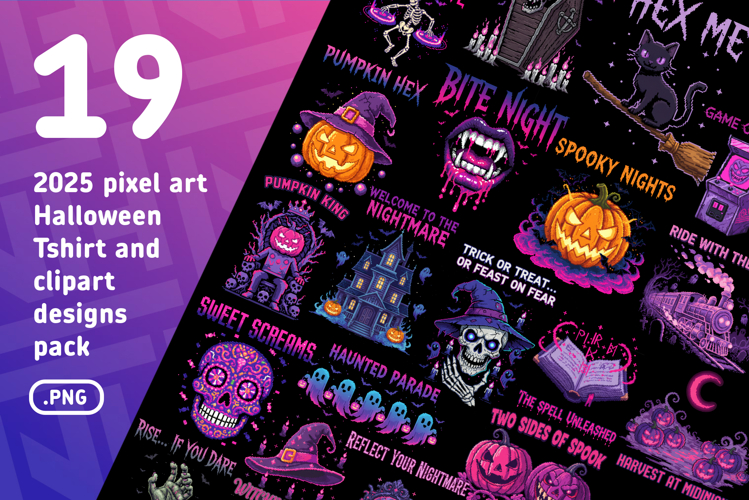 2025 pixel art Halloween T-Shirt png bundle