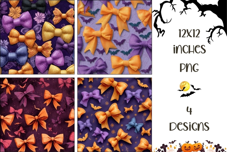 Halloween Bows Backgrounds, Halloween Bats Digital Papers