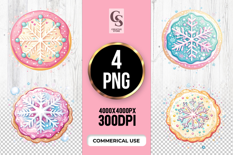 Snowflake Cookie Clipart Sublimation PNG