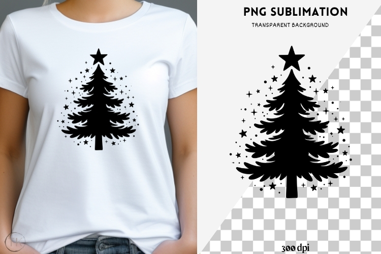 Christmas tree silhouette png design for T-shirts