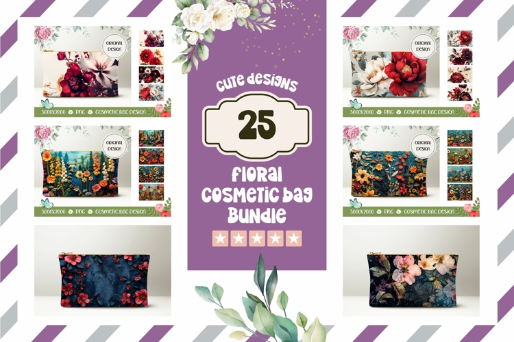 Spring Cosmetic Bag Bundle, Flowers Cosmetic Bag Designs