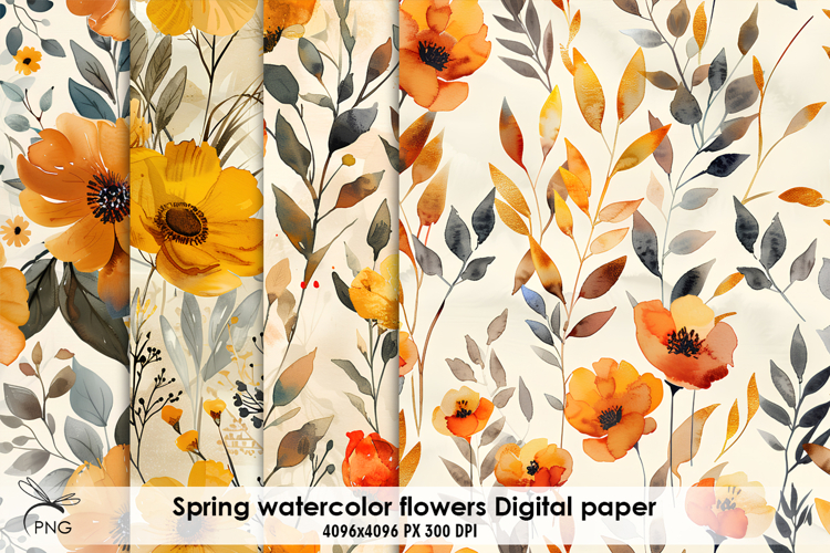 Floral digital paper, background clipart
