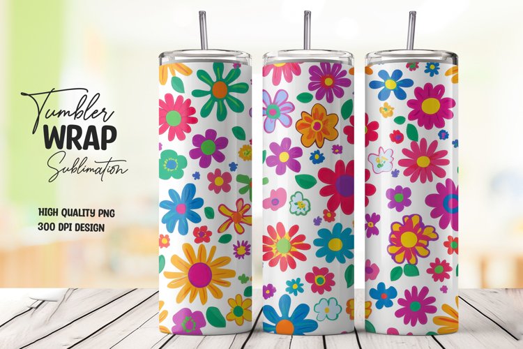 Floral Pattern Tumbler Wrap Sublimation Design example image 1