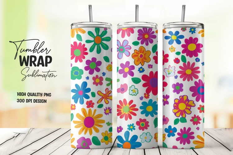 Floral Pattern Tumbler Wrap Sublimation Design
