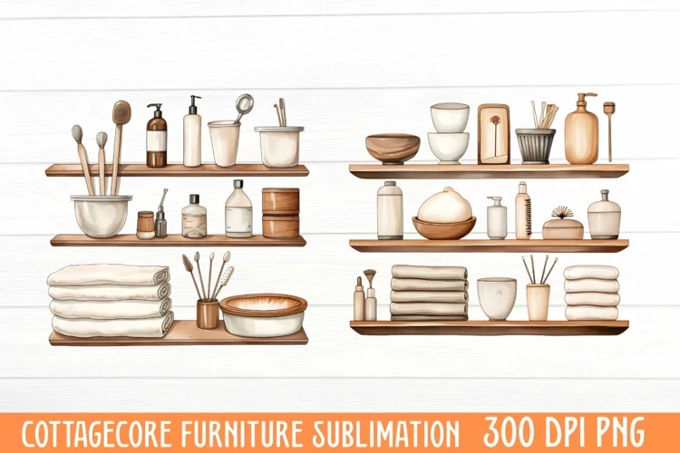 Cottagecore Furniture Watercolor Sublimation Clipart