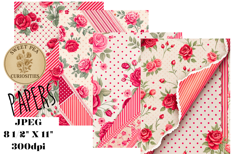 Valentines, Shabby Chic, Papers, Junk Journal