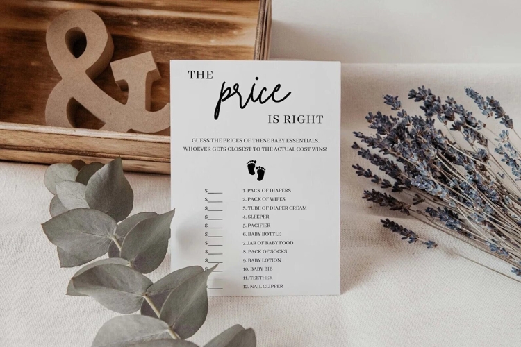 The Price Is Right Baby Shower Game Template